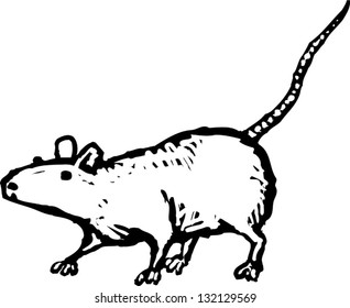 Black and white vector illustration of a rat