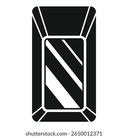 Black and white vector illustration of a rectangular mirror reflecting light, perfect for interior design and home decor projects