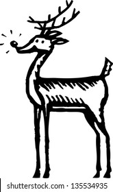 Black and white vector illustration of a Reindeer