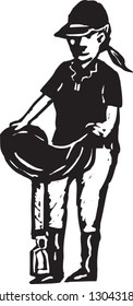 Black and white vector illustration of a rider