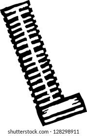 Black and white vector illustration of a robot's leg