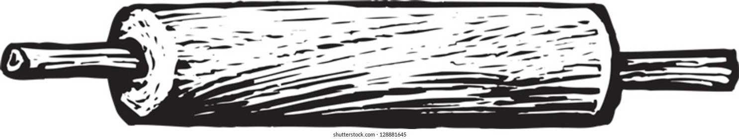 Black and white vector illustration of rolling pin
