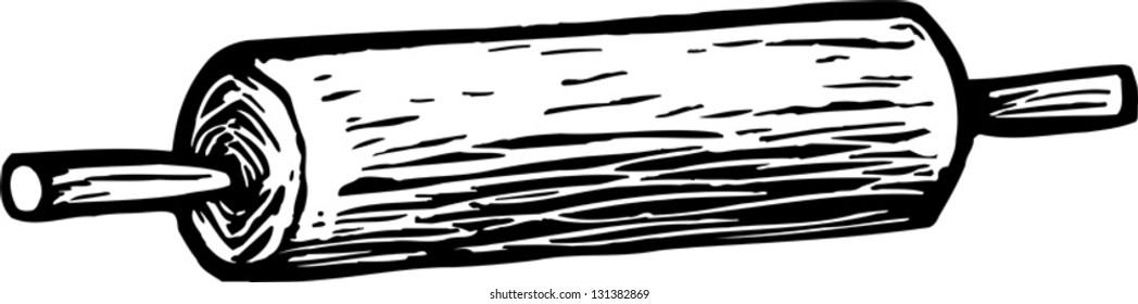 Black and white vector illustration of rolling pin