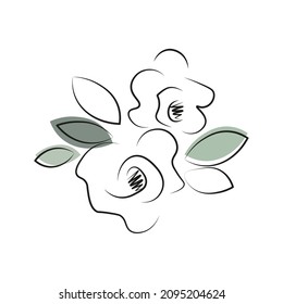 Black and white vector illustration of a rose. Suitable for print and design of fabric, paper. 