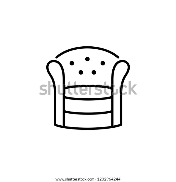 Black White Vector Illustration Round Armchair Stock Vector