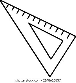 Black and white vector illustration of the ruler. Sketch of school subjects. The idea for a logo, drawings, banners, magazines, printing on clothes, advertising, children's coloring book