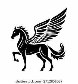 Schwarz-weiße Vektorgrafik einer Laufpferd-Silhouette, perfekt für Reitsport-Design und wilde Naturthemen