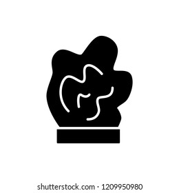 Black & white vector illustration of salt crystal table lamp. Flat icon of desk light fixture. Home  illumination. Isolated object on white background