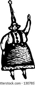 Black and white vector illustration of Santa Claus' wife