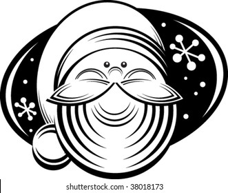 a black and white vector illustration of Santa