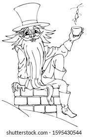 black and white vector illustration - Santa's Italian assistant -  Babbo Natale