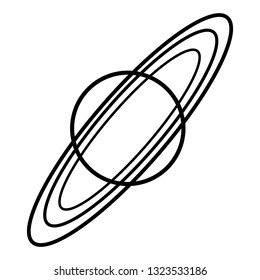 Black and white vector illustration of saturn with rings