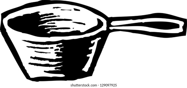 Black and white vector illustration of a saucepan