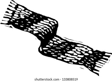 Black and white vector illustration of a scarf