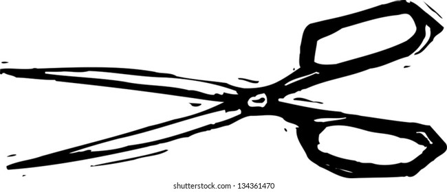 Black and white vector illustration of Scissors