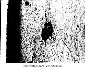 Black and white vector illustration of scratches and hole damage on a cabin wall. High contrast graphic stencil silhouette texture for commercial screen printing and industrial streetwear design.