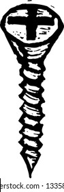 Black and white vector illustration of screw
