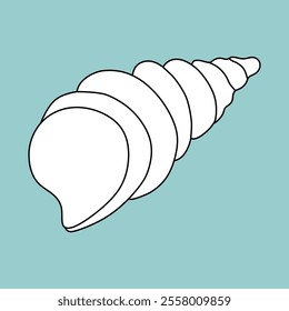 Black and white vector illustration seashell. Linear image of shell, icon, simple children's drawing