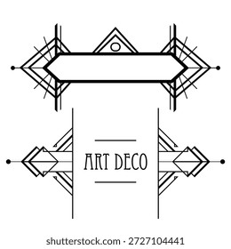 Ilustración vectorial en blanco y negro de una chica de flapper sentada en estilo de los años 20, con lencería vintage. Obra de arte de línea elegante presentada en dos variaciones de diseño, inspirada en Art Deco