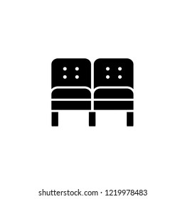 Black & white vector illustration of sectional sofa. Flat icon of settee. Modern home & office furniture. Isolated object on white background
