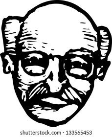 Black and white vector illustration of senior man