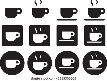 black and white vector illustration set of coffee icons