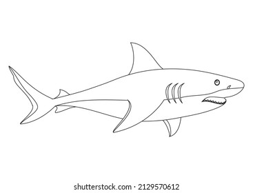Black White Vector Illustration Shark Isolated Stock Vector (Royalty ...