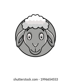 Black and white vector illustration of a sheep's head in a simple flat style.