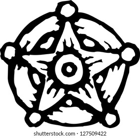 Black and white vector illustration of sheriff star badge