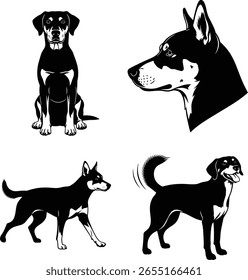 Black and white vector illustration showcasing different