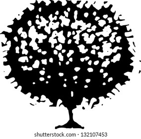 Black and white vector illustration of shrub