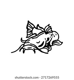 Ilustración vectorial en blanco y negro de un solo pez. Estilo minimalista del arte de la línea, perfecto para los iconos, los logotipos, los materiales educativos, o los proyectos del diseño. Vector editable con fondo aislado, conveniente para el Uso comercial.