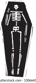 Black and white vector illustration of a skeleton
