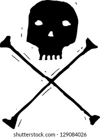Black and white vector illustration of skull and crossbones
