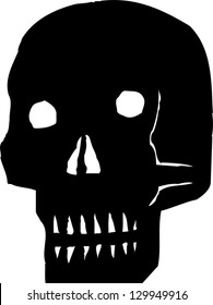 Black and white vector illustration of a skull