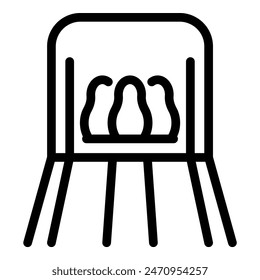Black and white vector illustration of a sleek, contemporary chair in line art style
