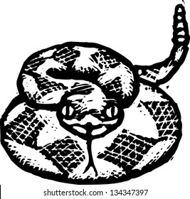 Black and white vector illustration of a snake