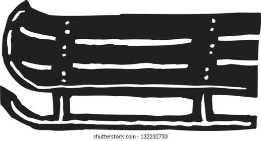 Black and white vector illustration of snow sled
