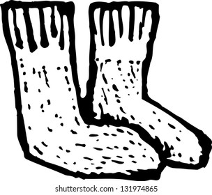 Black and white vector illustration of socks