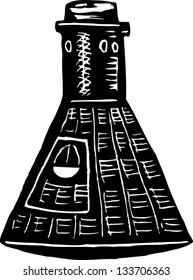 Black and white vector illustration of space capsule