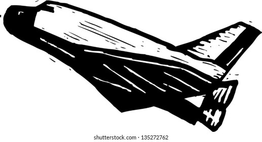 Black and white vector illustration of Space Shuttle