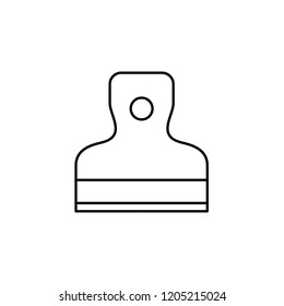 Black & white vector illustration of spatula. Line icon of hand tool for plastering & handicraft work. Construction instrument. Isolated object on white background