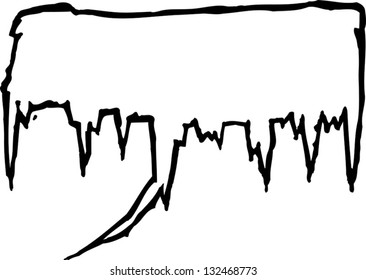 Black and white vector illustration of a speech bubble