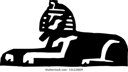 Black and white vector illustration of the sphinx from Egypt
