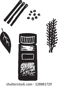 Black and white vector illustration of spices