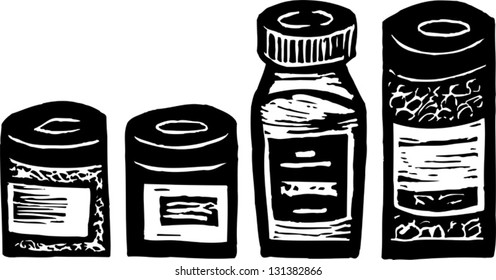 Black and white vector illustration of spices