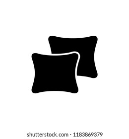 Black & white vector illustration of square throw pillows. Flat icon of decorative sofa scutter cushions. Interior design elements. Isolated objects on white background. 