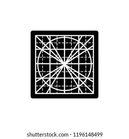 Black & white vector illustration of square cutting mat. Flat icon of quilting & patchwork tool to cut fabric quilts. Isolated object on white background. 