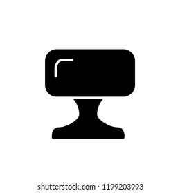 Black & white vector illustration of square leather ottoman, pouf. Flat icon of accent stool or chair. Living room, bedroom & patio furniture. Isolated object on white background. 