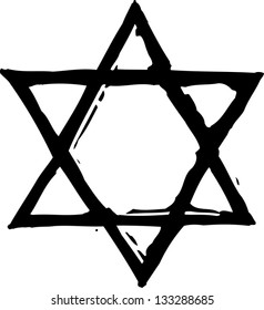 Black and white vector illustration of star of David